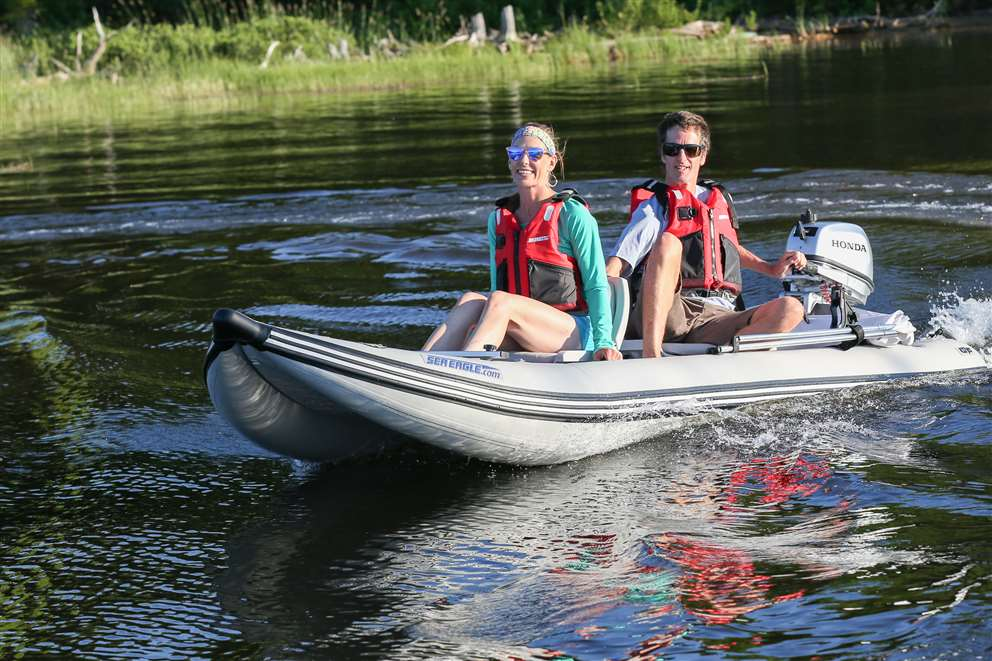 Sea Eagle inflatable paddleski catamaran - can be used as a kayak or with trolling motor
