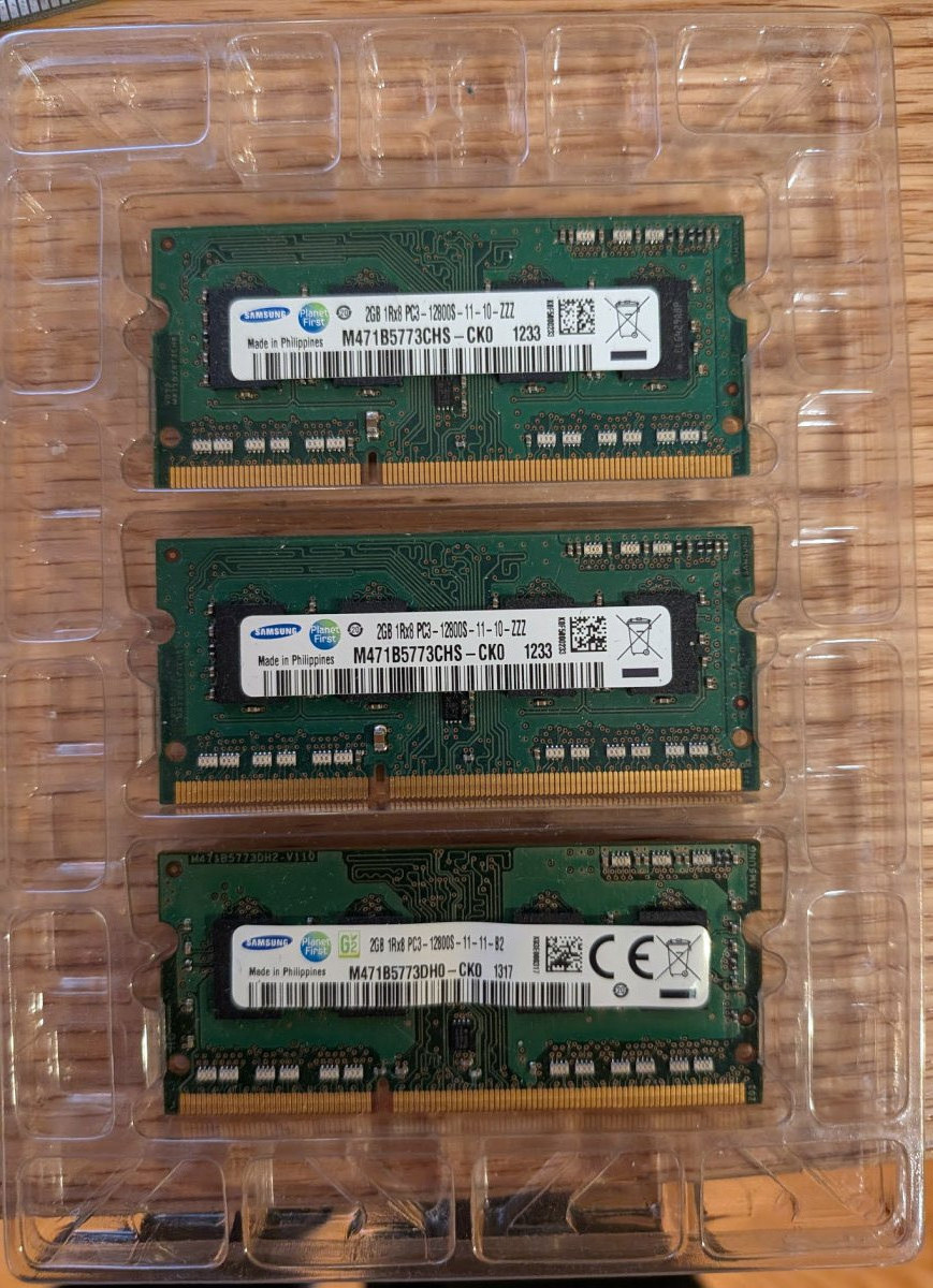Three Samsung 2gb DDR3-1600 SODIMM RAM Modules